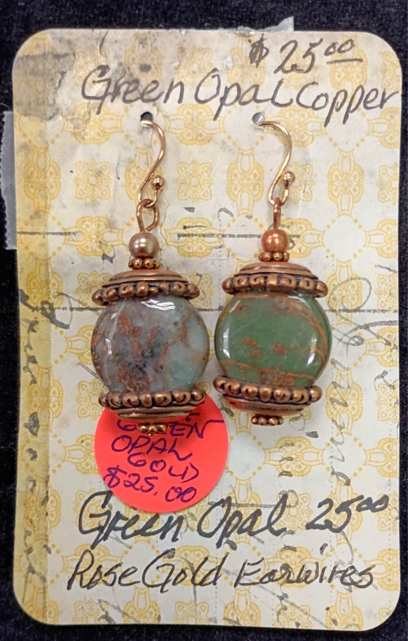 Green Opal with Rose Gold Earwires - Jody McQuillo