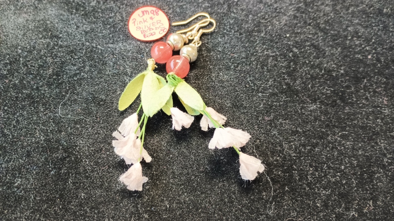 Pinkish Flowers with Red and Silver Beads